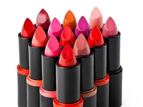 This seasons best colours. An isolated shot of different coloured lipsticks.