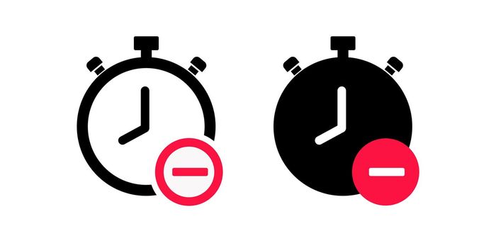 Clock icon reduce. Remove time. Illustration vector