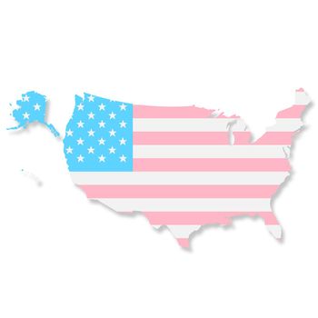United States of America trans gender flag map on white with clipping path