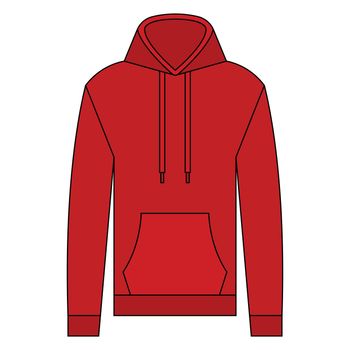 Red hoodie pictogram vector illustration.