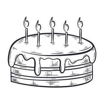 Cake with candles sketch