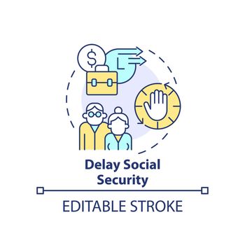 Delay social security concept icon
