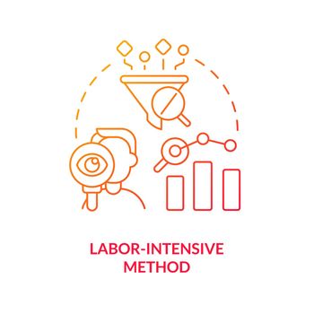 Labor intensive method red gradient concept icon