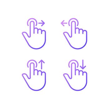 Hold and move gradient linear vector icons set