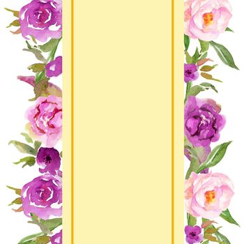 watercolor flower frame. Elegant wedding invitation card template with watercolor and floral decoration