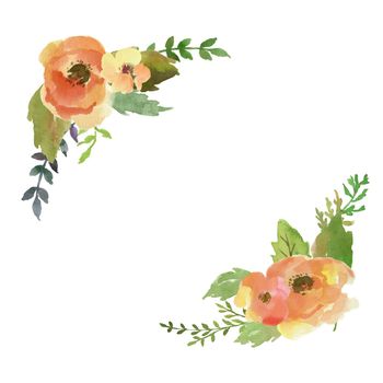 watercolor flower frame backgrounds. Watercolor field flowers wreath. illustration.