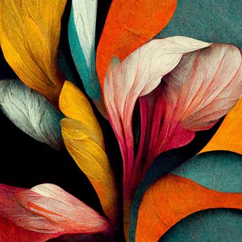 Watercolor art background. Digital generated wallpaper design with flower paint brush line art.