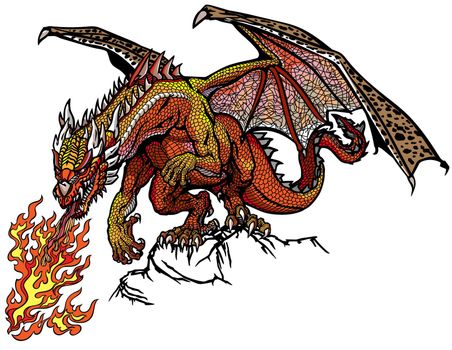 fire-breathing dragon. Classic European mythological creature