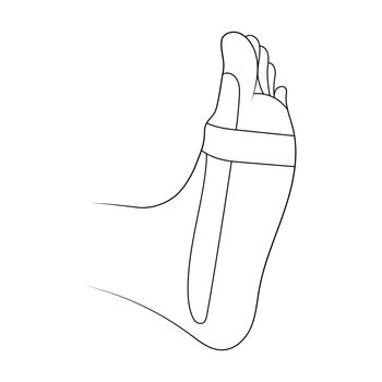 Kinesiology therapeutic sports tape on big toe bone sketch vector illustration.