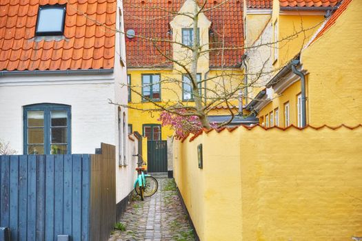 Historic architecture of Dragor. Olld houses in the historical city of Dragoer, Copenhagen, Denmark.