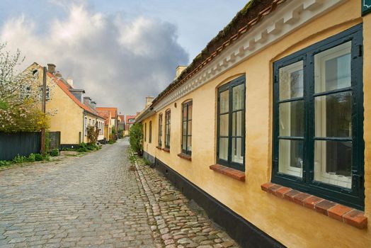 Living history through architecture. Olld houses in the historical city of Dragoer, Copenhagen, Denmark.