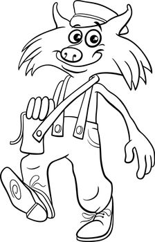 cartoon fox postman fantasy character coloring page