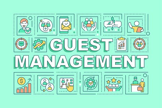 Guest management word concepts green banner