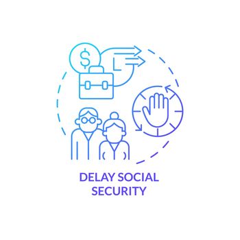 Delay social security blue gradient concept icon