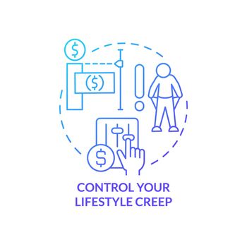 Control your lifestyle creep blue gradient concept icon