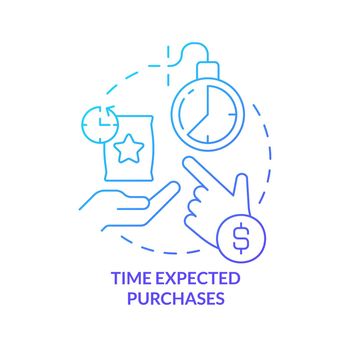 Time expected purchases blue gradient concept icon