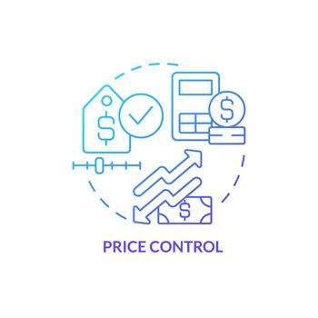 Price control blue gradient concept icon