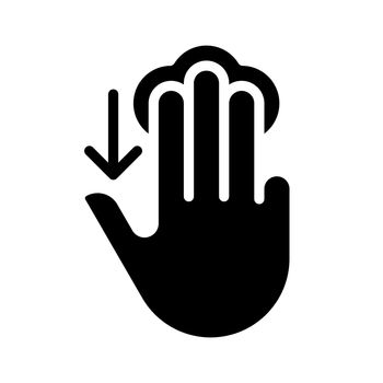 Three finger touch downwards black glyph icon