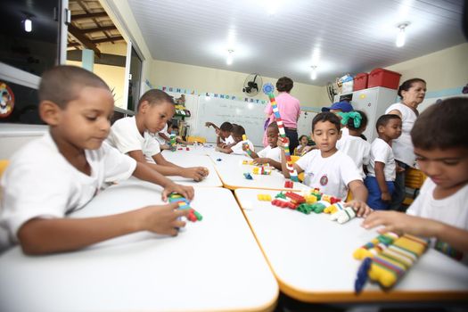 salvador, bahia / brazil - september 10, 2015: Students are seen at the Municipal School Professora Nossa Senhora das Graças, in the Bonfim neighborhood in the city of Salvador.