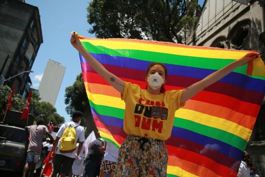 pride flag during protest