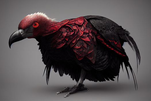 Death Rite Bird Black Red Head Vulture Predator Digital