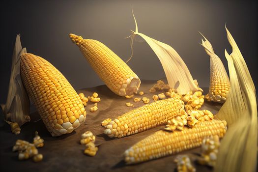 dragon corn cob 2d render. 2d illustrated