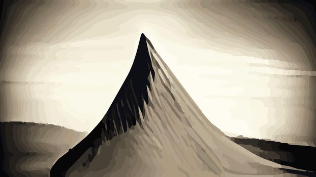 vintage monochrome mountain range banner illustration,