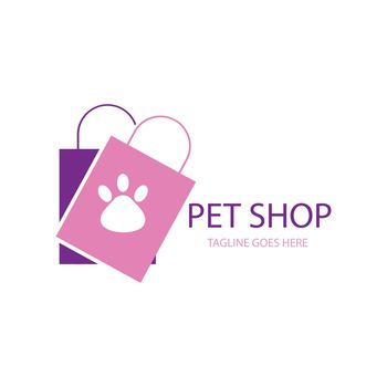 Shopping bag, animal foot print, pet shop vector