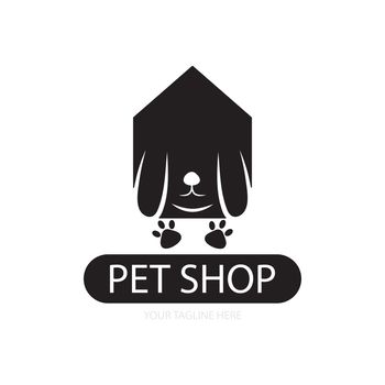 Dog illustration, pet shop logo vector