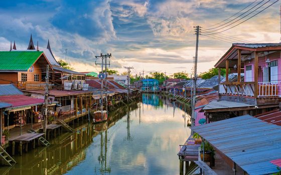 Amphawa floating Market and thai cultural for tourist destination Amphawa Thailand