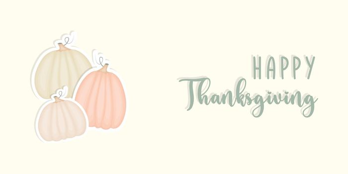 Happy Thanksgiving. Greeting card banner with Pumpkin.