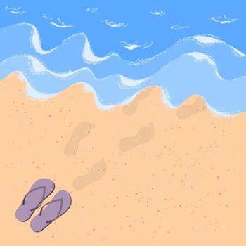 flip flops with human footprints in the sand