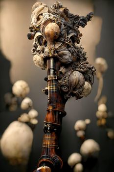 Baroque sculpture of bagpipe, 3d render