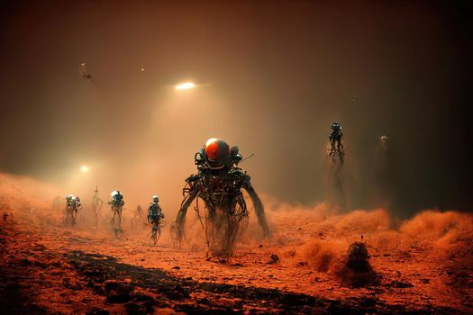 People arriving on Mars, 3d render