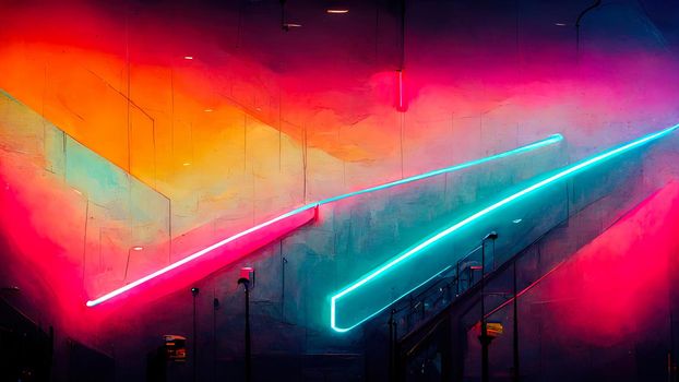 modern stylish background in neon style of colorful lights