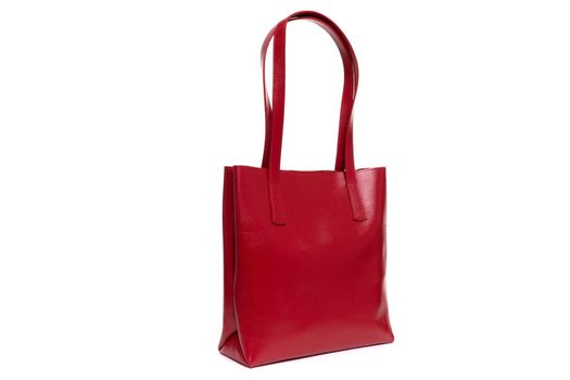 stylish red women's leather bag