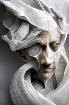 Abstract marble baroque sculpture, 3d render