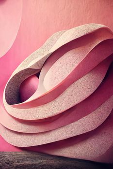 Abstract pink background, wavy fashion wallpaper, 3d render