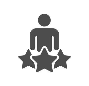 man and three stars vector icon isolated on white background. man and three stars stock vector illustration for web, mobile app and ui design