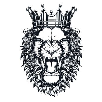 Lion wearing king crown vector illustration