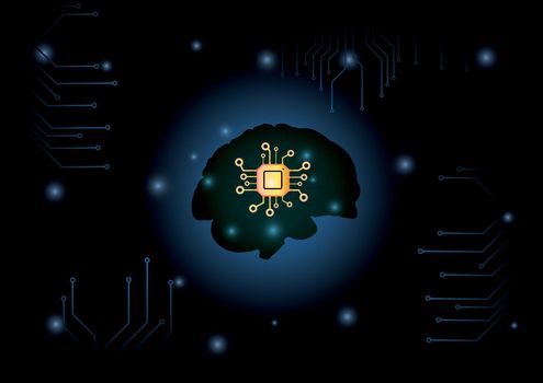 Artificial intelligence brain. Vector illustration of artificial intelligence