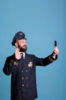 Plane aviator greeting remote aircrew memeber