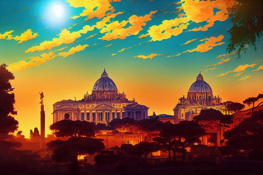 anime style, Rome Vatican city , Anime style U1 1