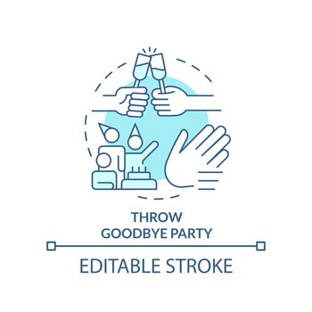 Throw adieu party turquoise concept icon