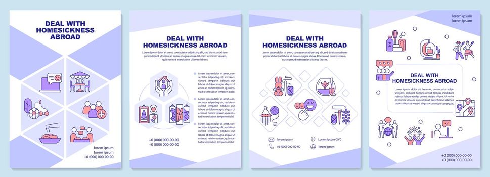 Deal with homesickness abroad purple brochure template