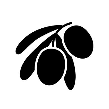 Olive branch, leaves and olives vector icon