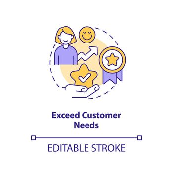 Exceed customer needs concept icon