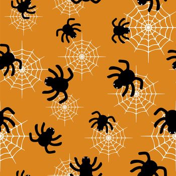 Spiders and webs seamless pattern vector design