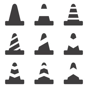 Vector illustration on the theme black traffic cone