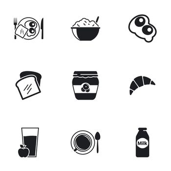 Icons for theme breakfast. White background